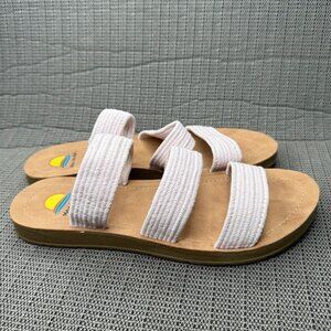 Maui Island Womens Size 9M Beige Sandals Elastic Straps Casual Summer Beach Wear